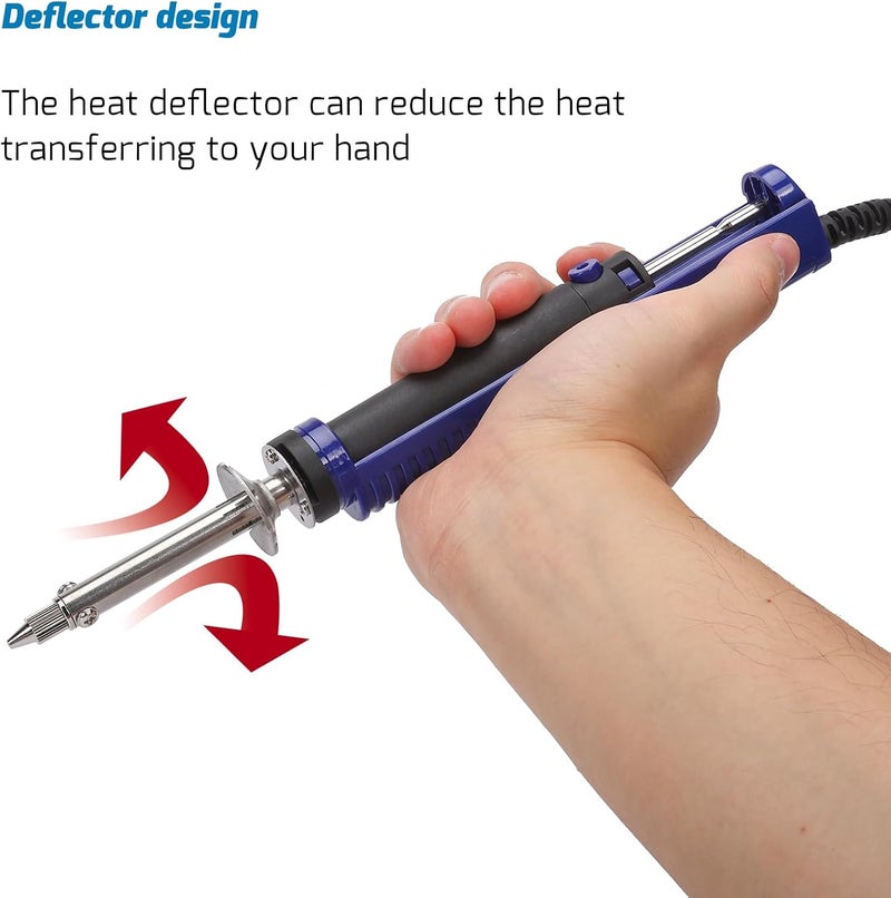 WeP 929D-V 2 IN 1 Desoldering Iron Electric Solder Sucker with 5 Nozzles 0.8/1.0/1.2/1.5mm Soldering Tool Kit with Built-in Desoldering Pump, Iron Stand, Sponge, Cleaning Pin Solder Remover - Image 4